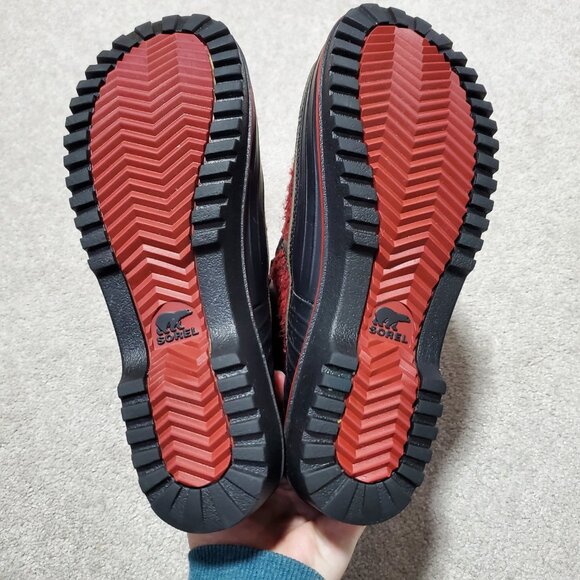 SOREL Tivoli 2 II Ribbed Knit Waterproof Snow Winter Boots Black Red Women's 7.5 - Picture 8 of 13